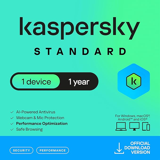 Kaspersky Standard | 1-Year Antivirus & Internet Security for 1 Device