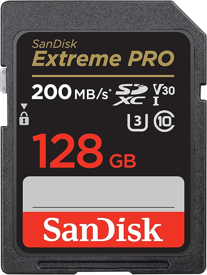 SanDisk Extreme PRO 128GB SD Card - 200MB/s V30 U3 4K Ready