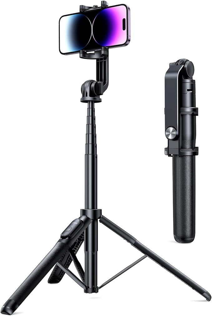 UGREEN 63" Selfie Stick Tripod with Bluetooth Remote | 2-in-1 Phone Stand for Vlogging & Travel