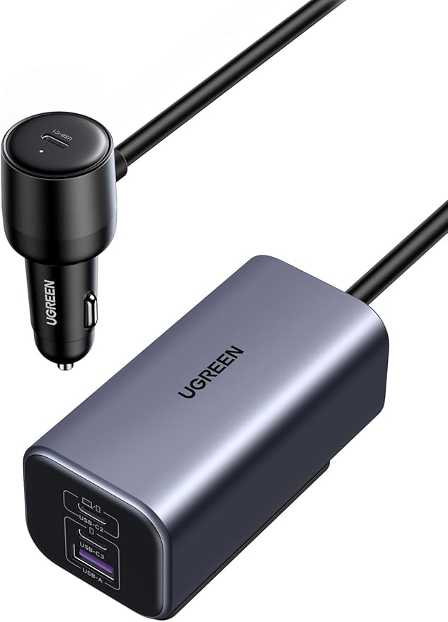 UGREEN 150W GaN 4-Port Car Charger | 140W USB-C PD 3.1 | For MacBook, Laptop & iPhone