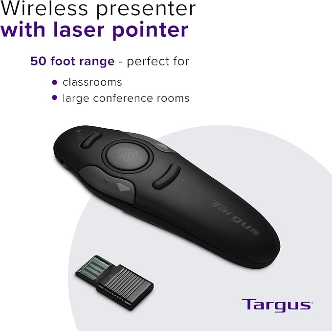 Targus Wireless Presentation Remote with Red Laser Pointer | 50ft Range