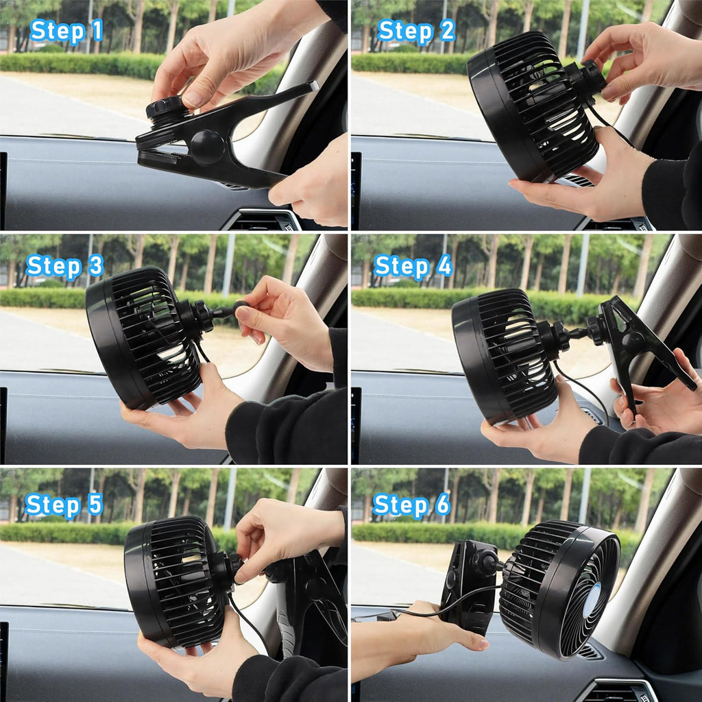 12V DC Single Head Car Fan Price in Kenya | 360° Rotatable Dashboard Fan Universal