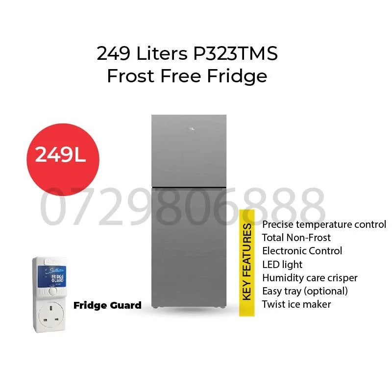 TCL 249L Total No Frost Refrigerator (P323TMS) - Twin Eco Inverter, A+ Rated