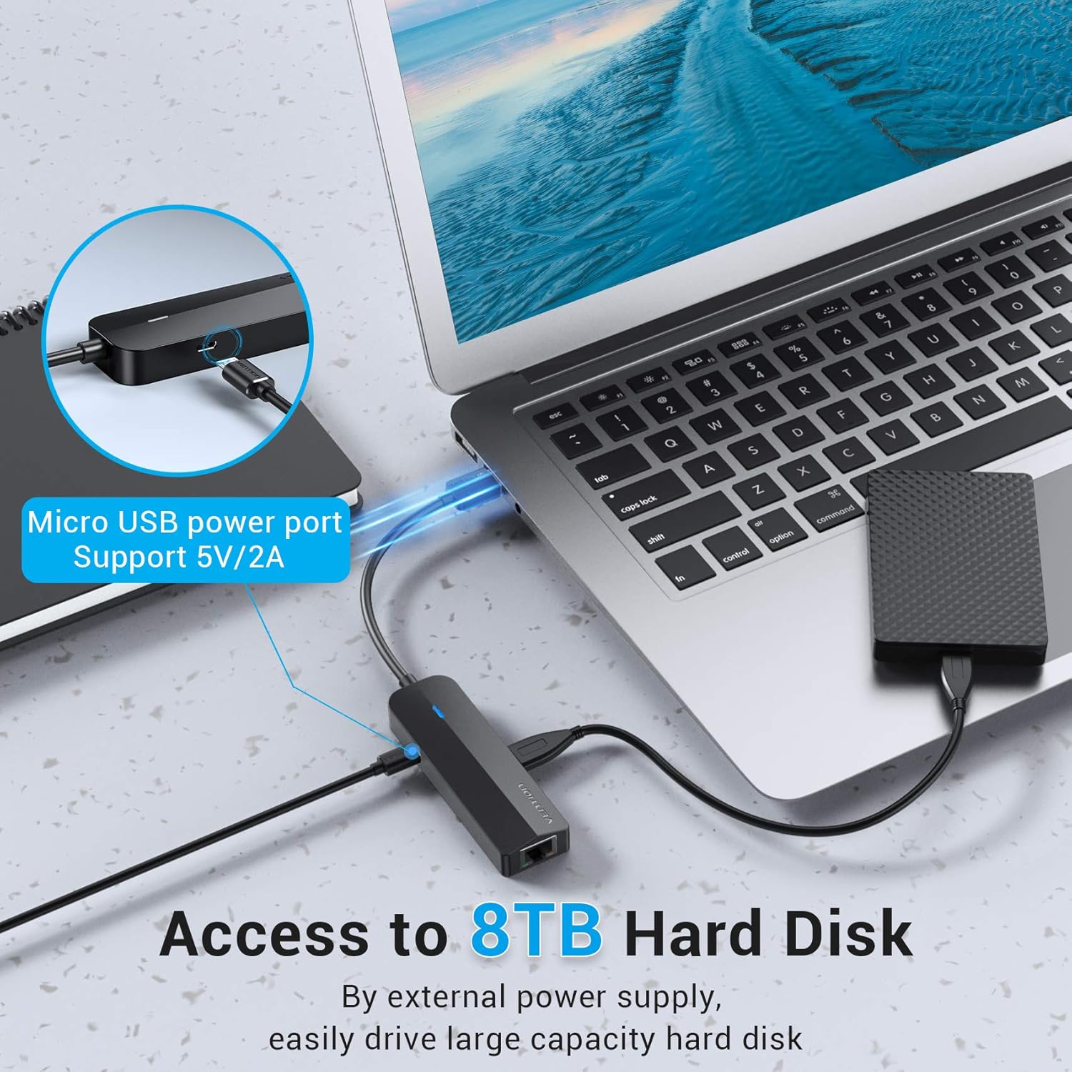 Vention 3-Port USB 2.0 Hub with LAN Price in Kenya | 100Mbps Ethernet