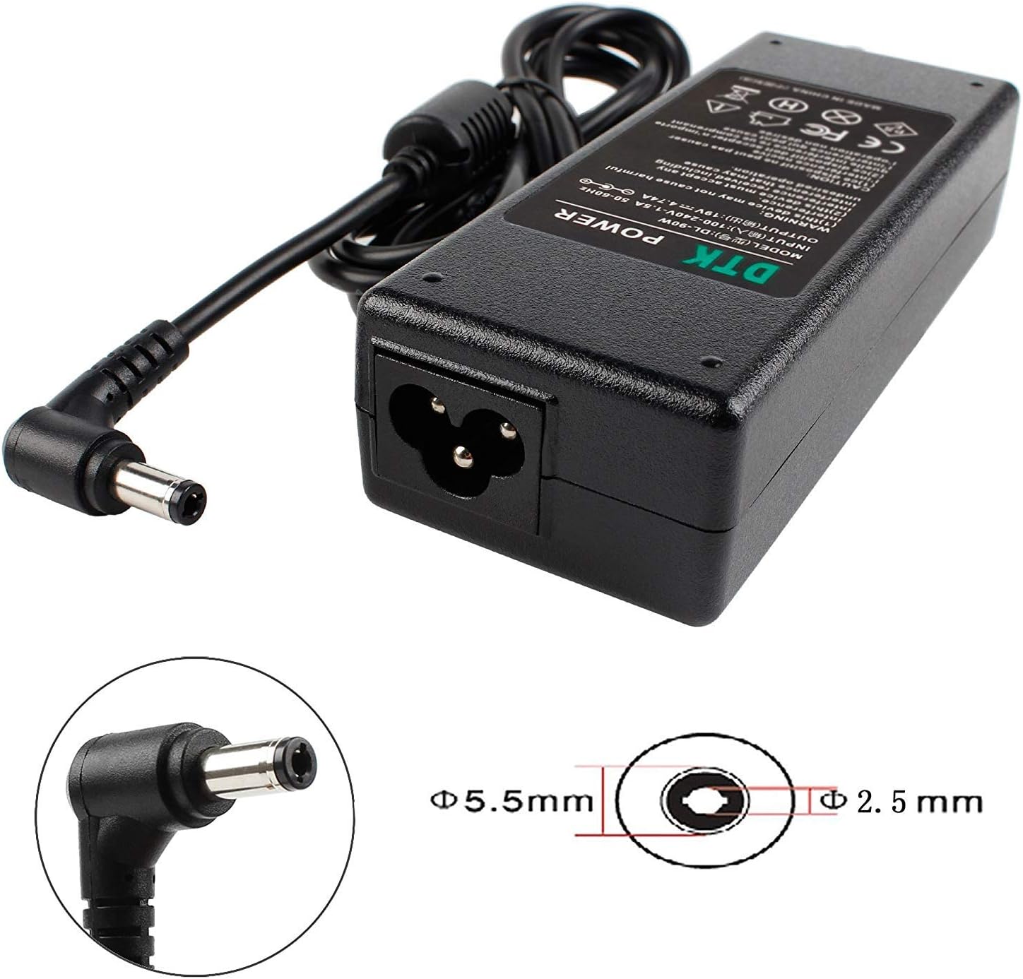 ASUS 90W Laptop Charger 19V 4.74A AC Adapter (5.5x2.5mm OR 4.5x3.0mm Tip)