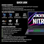 Acer Nitro 5 Gaming Laptop - Intel Core i7-12700H 12th Gen, 16GB RAM, 512GB SSD, 4GB RTX 3050 Nvidia Geforce UHD Graphics, 15.6" Screen Acer