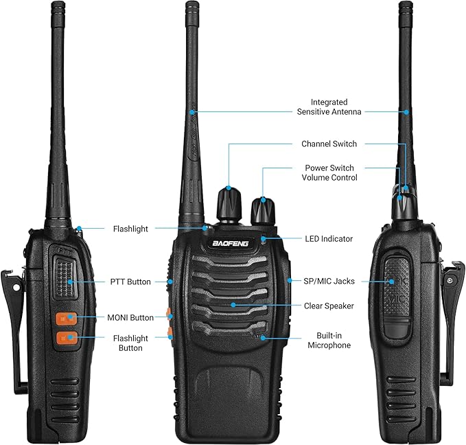 Baofeng BF-888S UHF Walkie Talkie: Long Range, 16-Channel Two-Way Radio