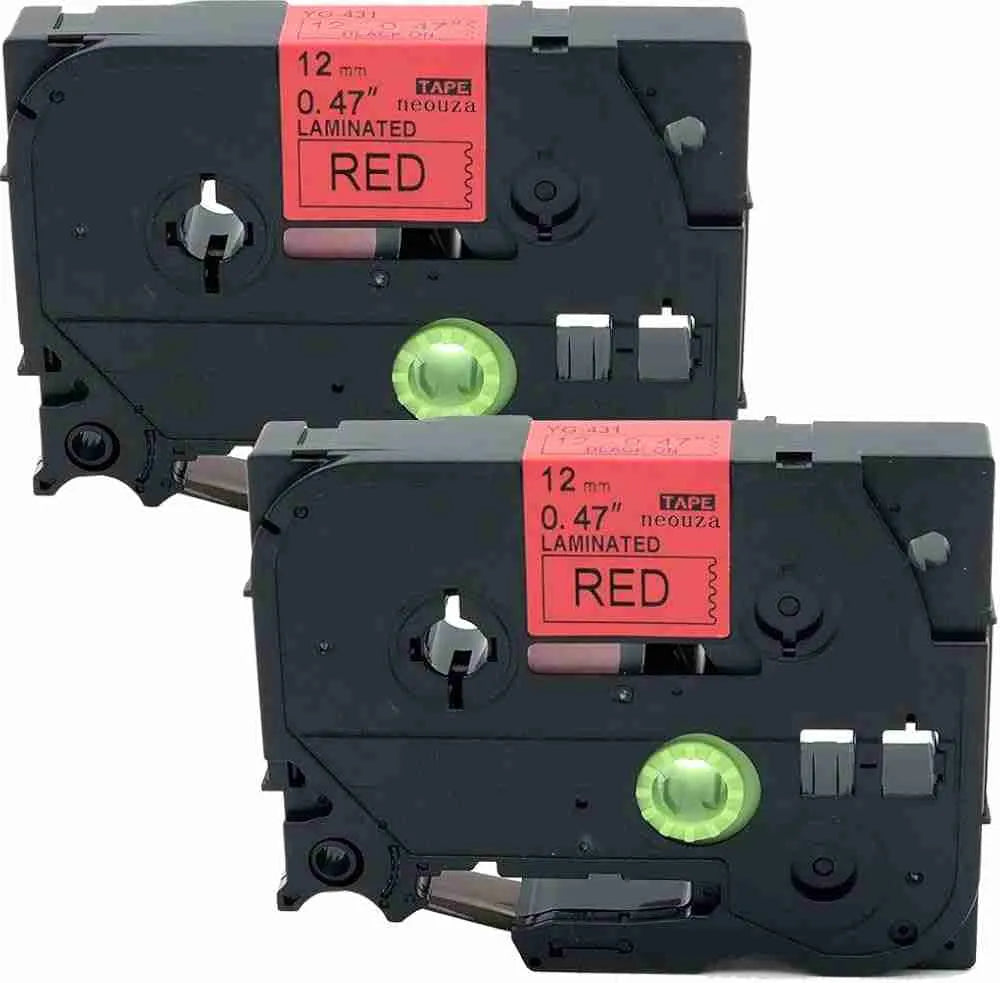 Brother TZ2-431 Label Tape 12mm x 8m – Black on Red Laminated Tape for Brother P-touch Label Printers