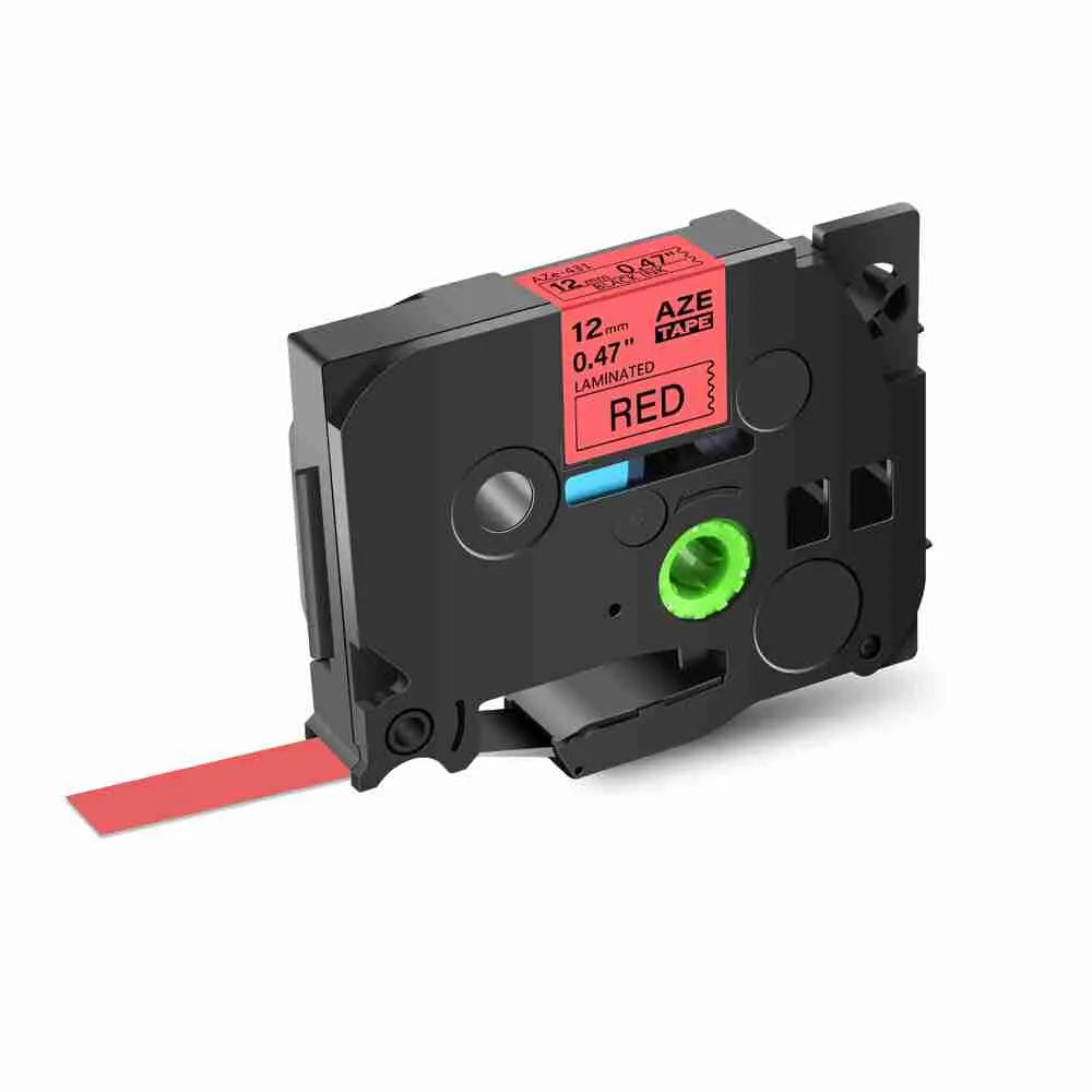 Brother TZ2-431 Label Tape 12mm x 8m – Black on Red Laminated Tape for Brother P-touch Label Printers