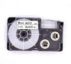 Casio PT-9WE Label Tape Cartridge – Black on White, 9mm x 8m