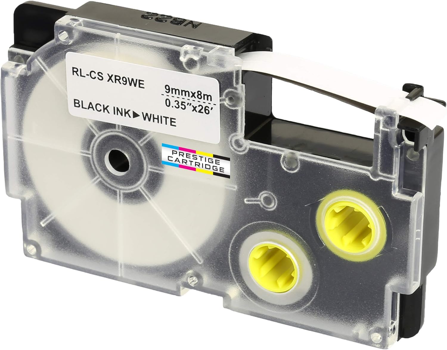 Casio PT-9WE Label Tape Cartridge – Black on White, 9mm x 8m