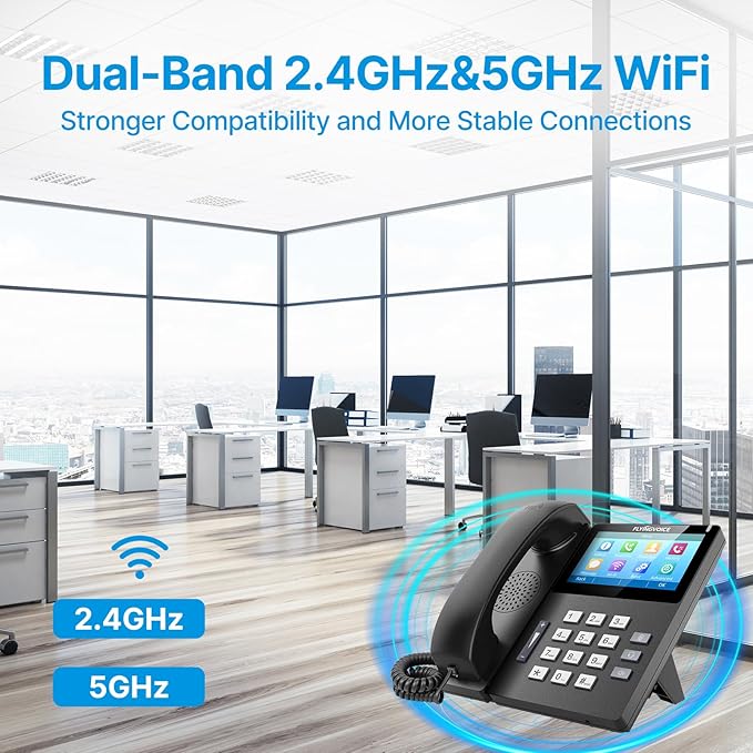 Flyingvoice FIP15G Plus Elite IP Phone | 4.3" Touch Screen, 10-Line, Dual-Band Wi-Fi & HD Audio