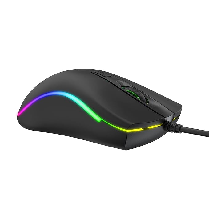 HAVIT MS72 Wired Optical Mouse: Adjustable 1200 DPI, 4 Buttons, RGB LED