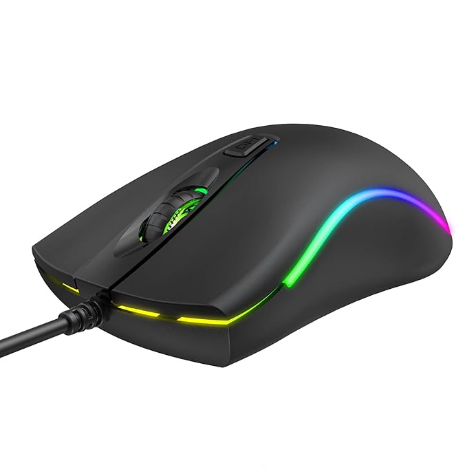 HAVIT MS72 Wired Optical Mouse: Adjustable 1200 DPI, 4 Buttons, RGB LED