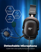 Havit H2002D Gaming Headset - 53mm Drivers, Detachable Mic, 3.5mm Jack & PS5