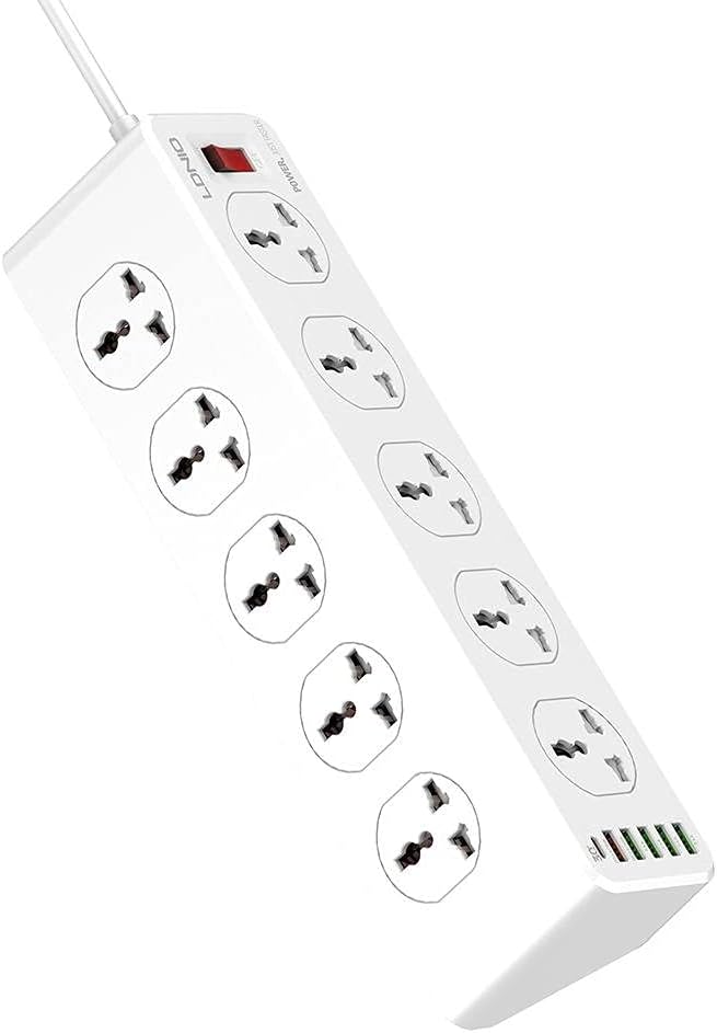 LDNIO SC10610 10-Port UK Surge Protector | Power Strip with USB-C PD & QC 3.0