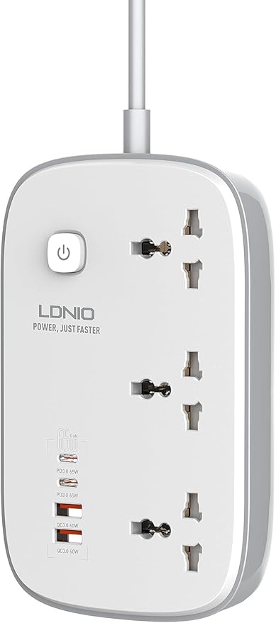 LDNIO SC3416 3250W Power Strip | 3 Universal Outlets + 4 USB Ports