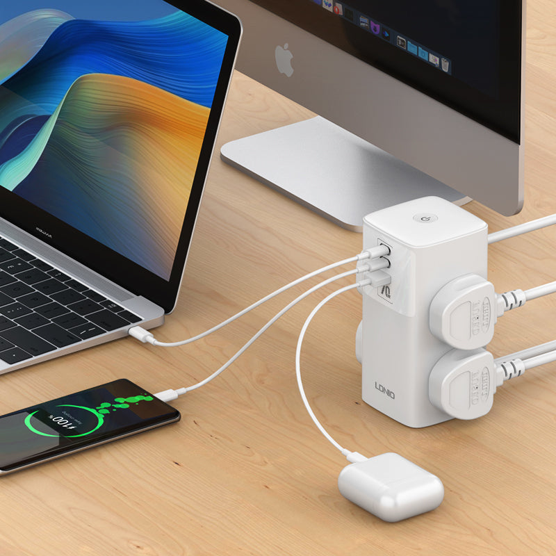 LDNIO SC4383 Tower Power Strip | 4 Outlets + USB-C PD & QC 3.0