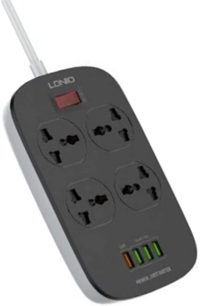LDNIO SC4407 Power Strip | 4 Outlets + 4 USB Ports with 18W QC Fast Charging