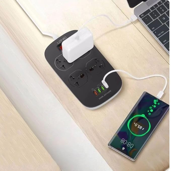 LDNIO SC4407 Power Strip | 4 Outlets + 4 USB Ports with 18W QC Fast Charging