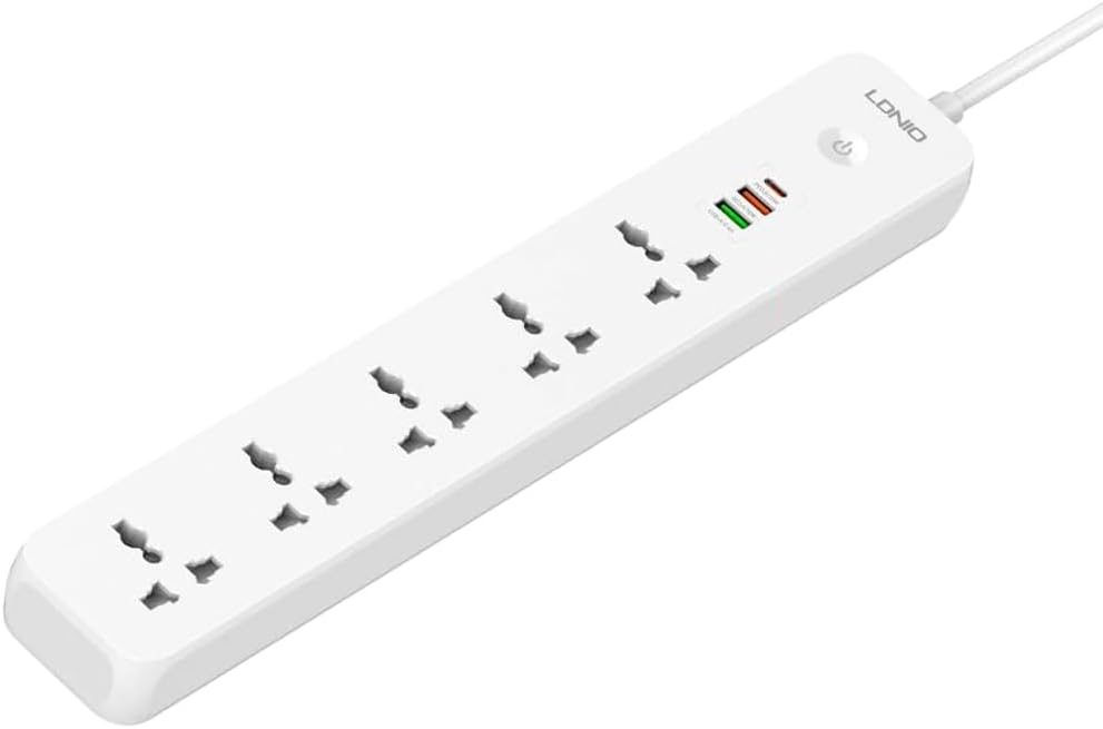 LDNIO SC5319 Power Strip | 5 Outlets + 3 USB Ports with 38W Fast Charging
