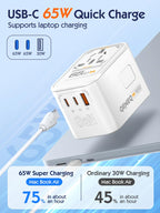 LDNIO Z6 65W GaN Universal Travel Adapter with USB-C & USB-A Ports
