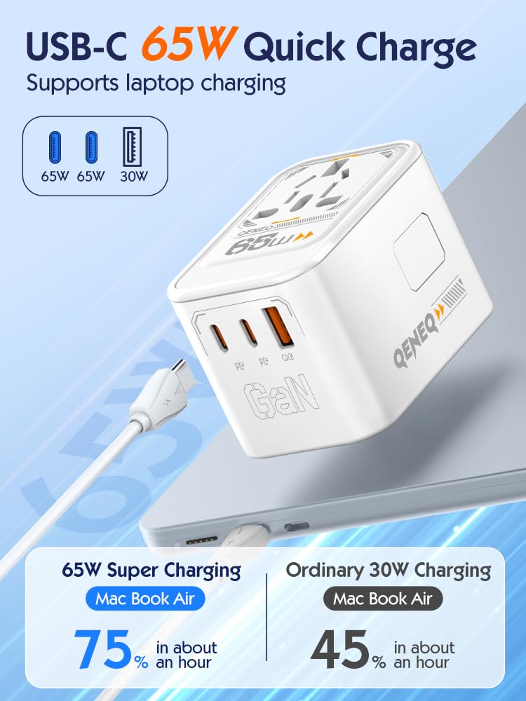 LDNIO Z6 65W GaN Universal Travel Adapter with USB-C & USB-A Ports