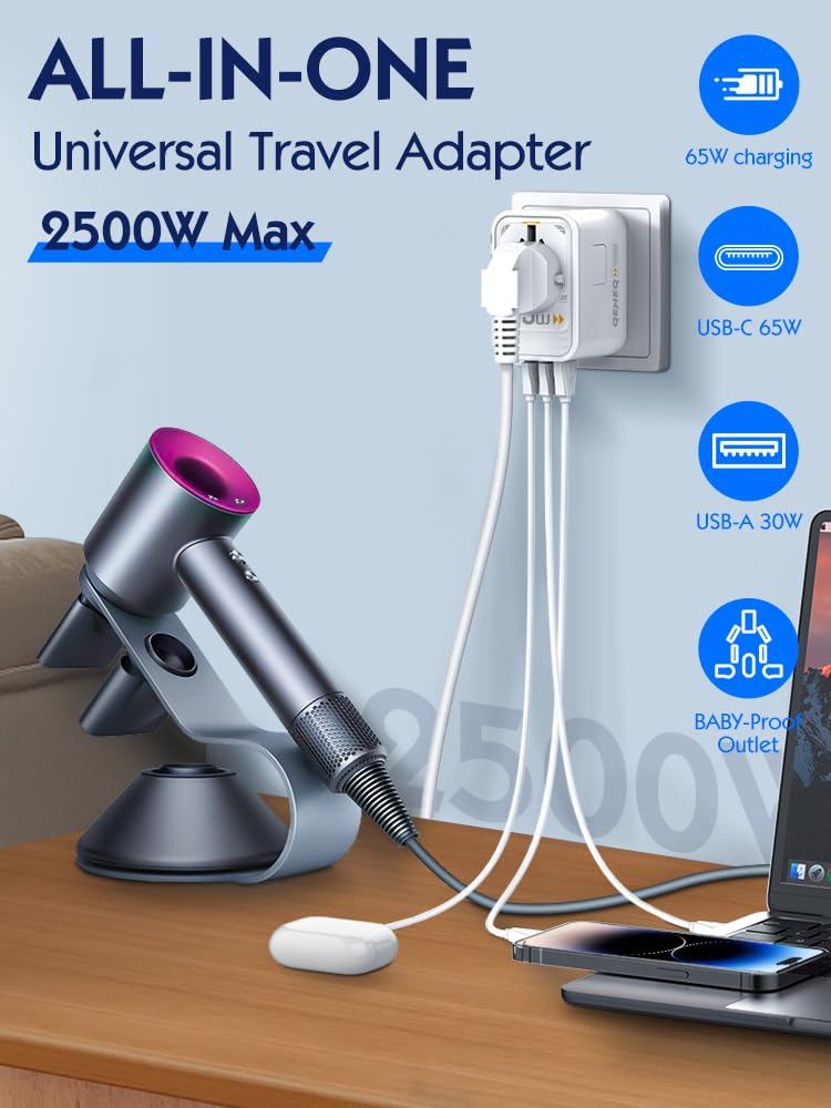 LDNIO Z6 65W GaN Universal Travel Adapter with USB-C & USB-A Ports