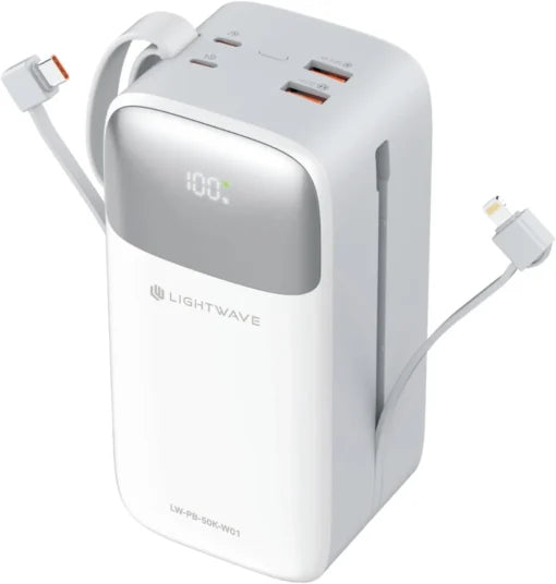 Lightwave 50,000mAh W01 Power Bank – Ultra High Capacity with USB-C1, USB-C2, USB-A1 & USB-A2 Ports