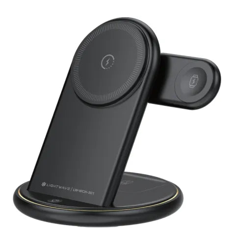 Lightwave 3-in-1 Wireless Charger – Fast Charging Dock for Phone, Smartwatch & Earbuds