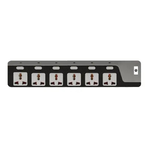 Lightwave 3M Extension Socket – 6-Way Power Strip with Surge & Overload Protection, Power Indicator (2500W, Universal Sockets)