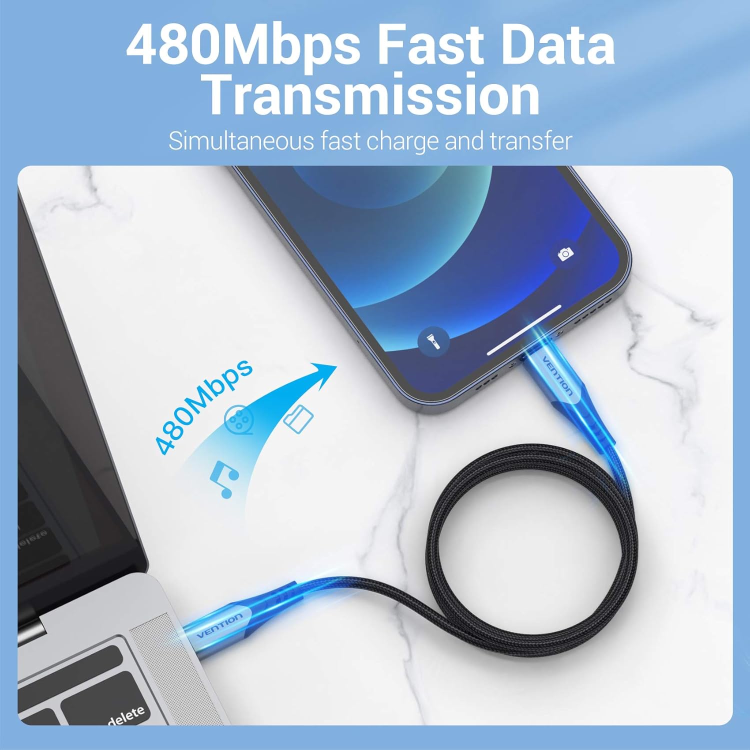 Vention USB-C to Lightning Cable 1.5M Price in Kenya | MFi Certified Gray