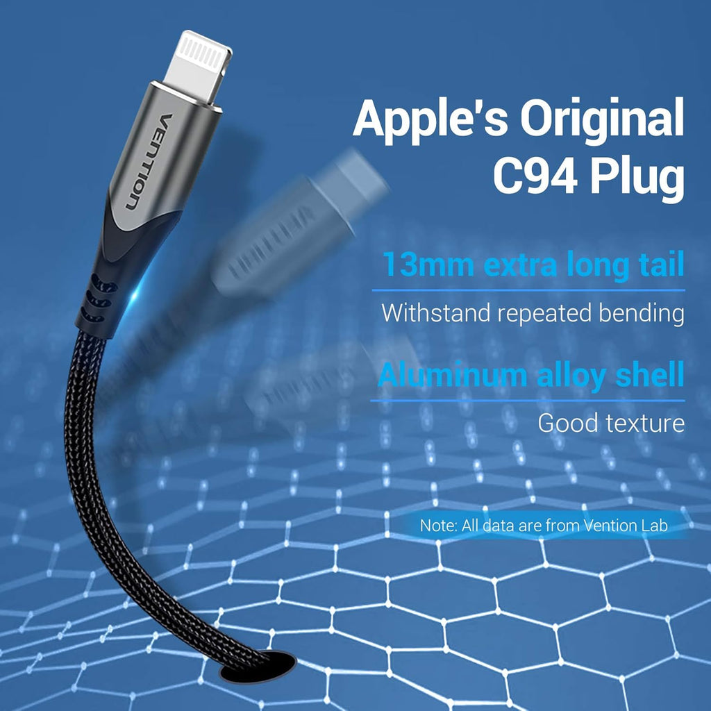 Vention USB-C to Lightning Cable 1.5M Price in Kenya | MFi Certified Gray
