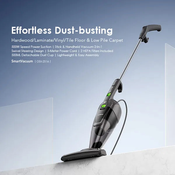 Oraimo OSV-251A 500W Corded Vacuum Cleaner | Powerful Suction & 5m Cord