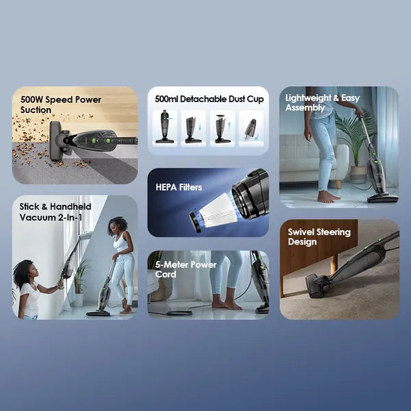 Oraimo OSV-251A 500W Corded Vacuum Cleaner | Powerful Suction & 5m Cord