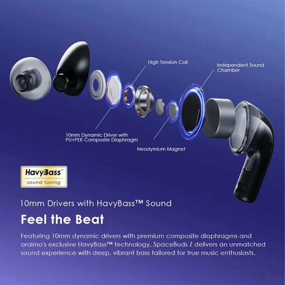 Oraimo SpaceBuds Z TWS Earphones with ANC & Spatial Audio | OTW-625