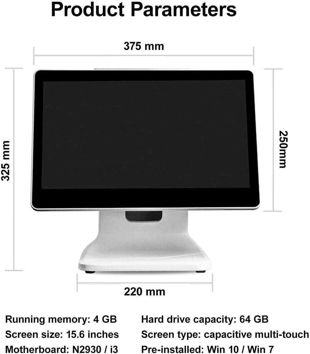 15" True Flat POS System PCAP Touch i3 16GB RAM SSD