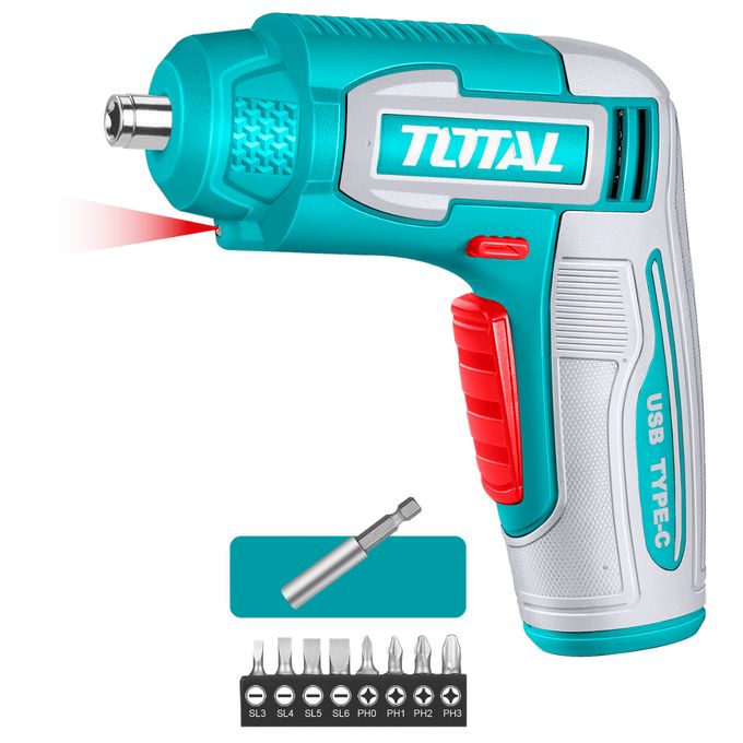 TOTAL TSDLI0458 4V Cordless Screwdriver | 4Nm Torque & USB-C Charging
