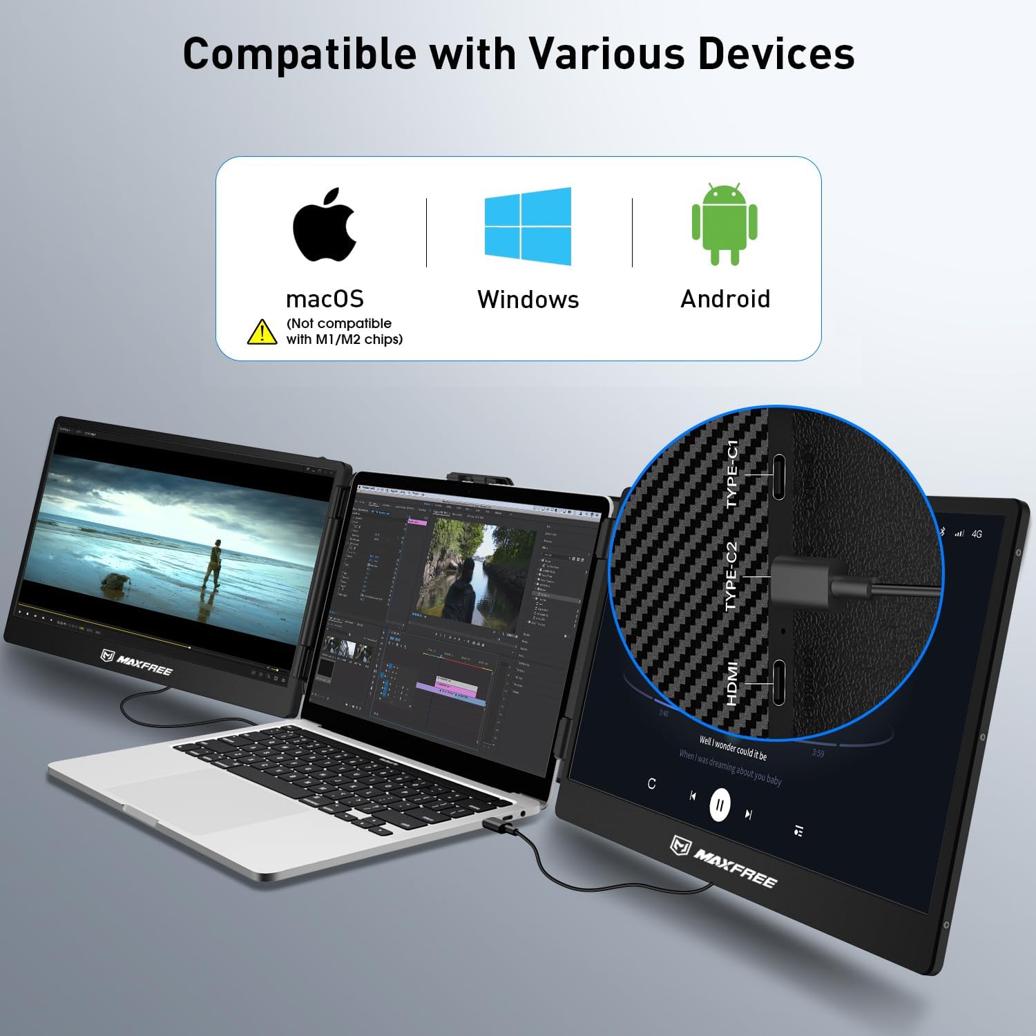 V2com S2 Triple Screen Extender Price in Kenya | 14" Dual Portable Monitors