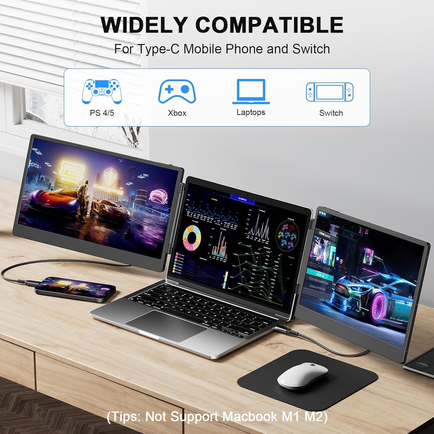 V2com S3 Triple Screen Extender Price in Kenya | Dual 14" Portable Monitors
