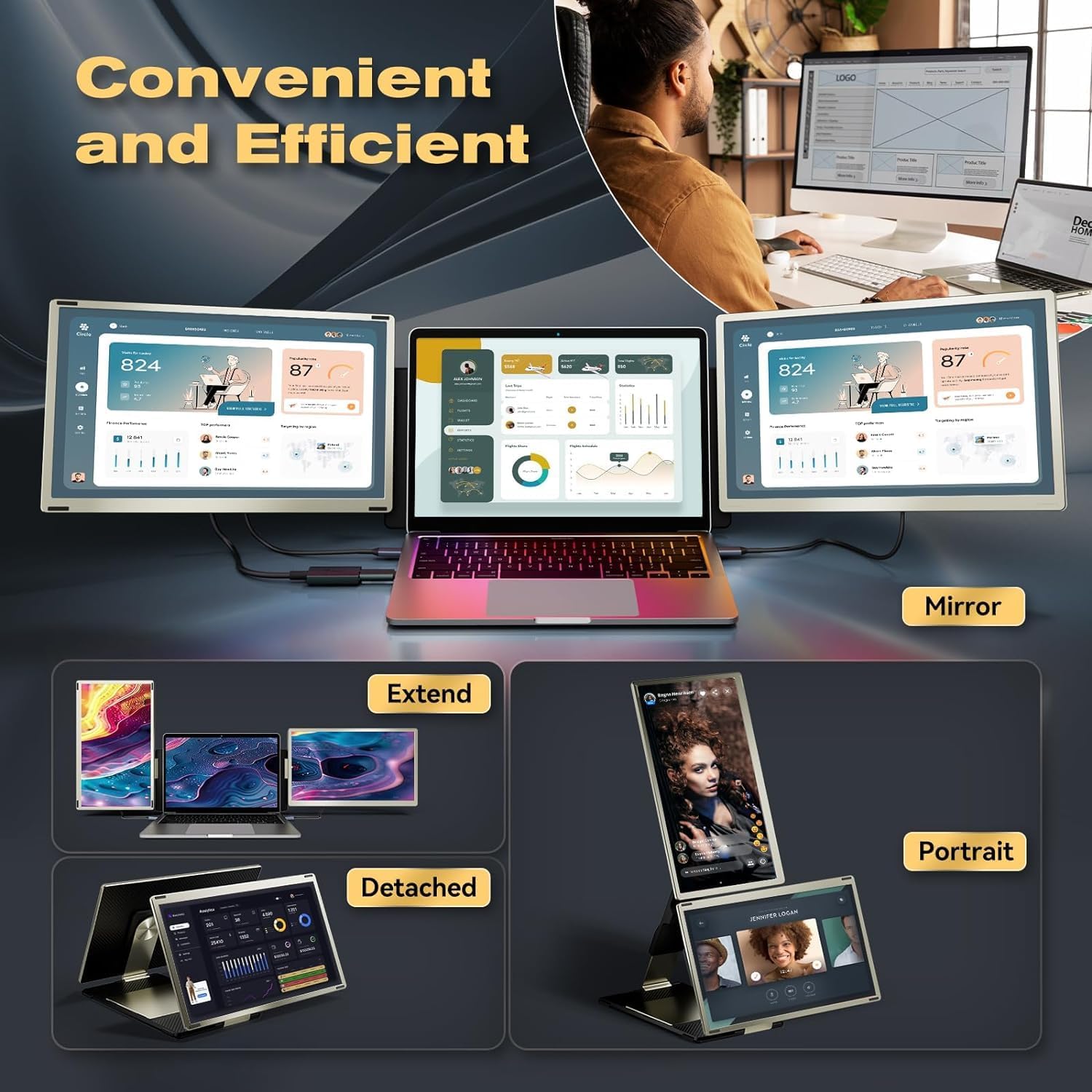 V2com S6 Triple Screen Extender Price in Kenya | 15.6" Portable Dual Monitors