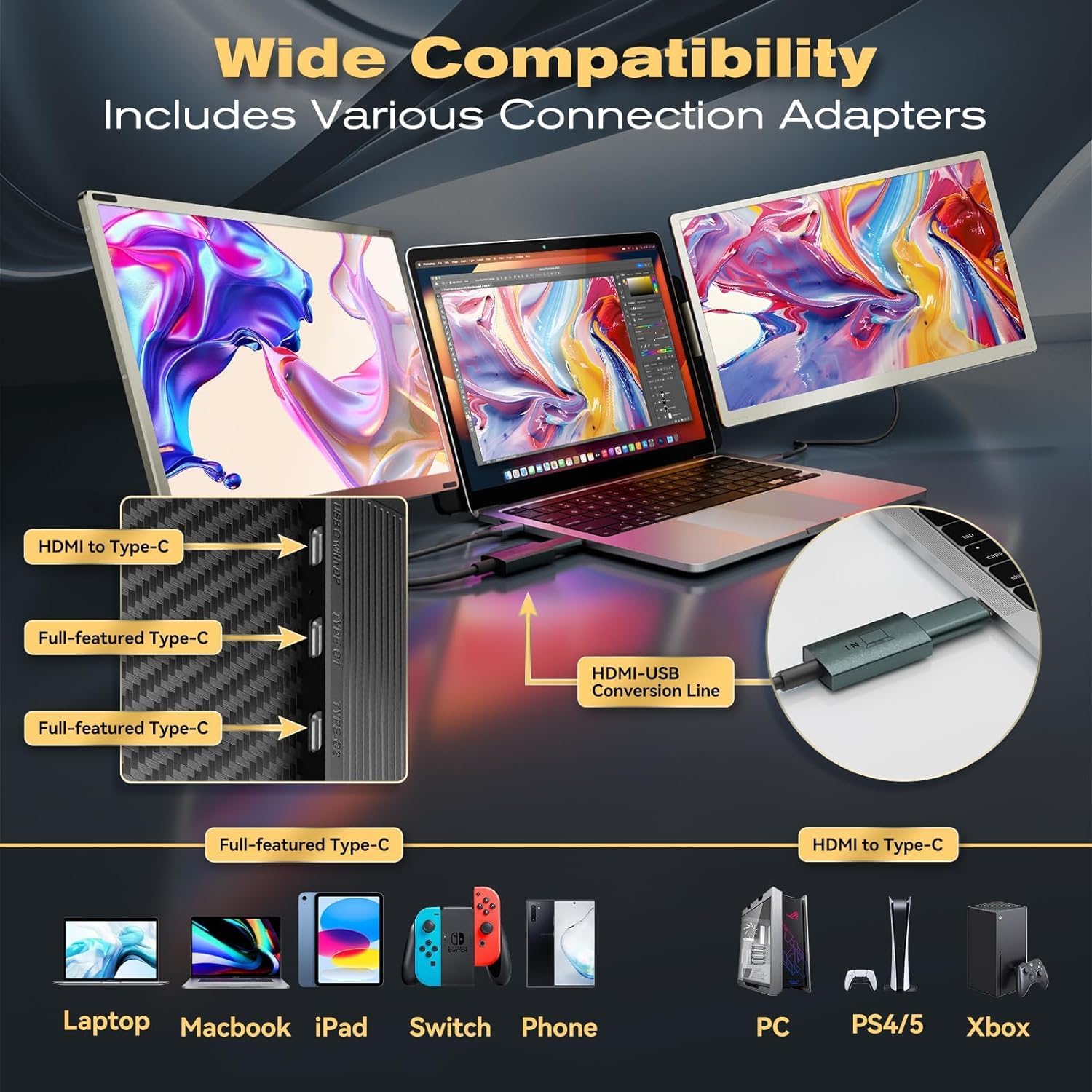 V2com S6 Triple Screen Extender Price in Kenya | 15.6" Portable Dual Monitors