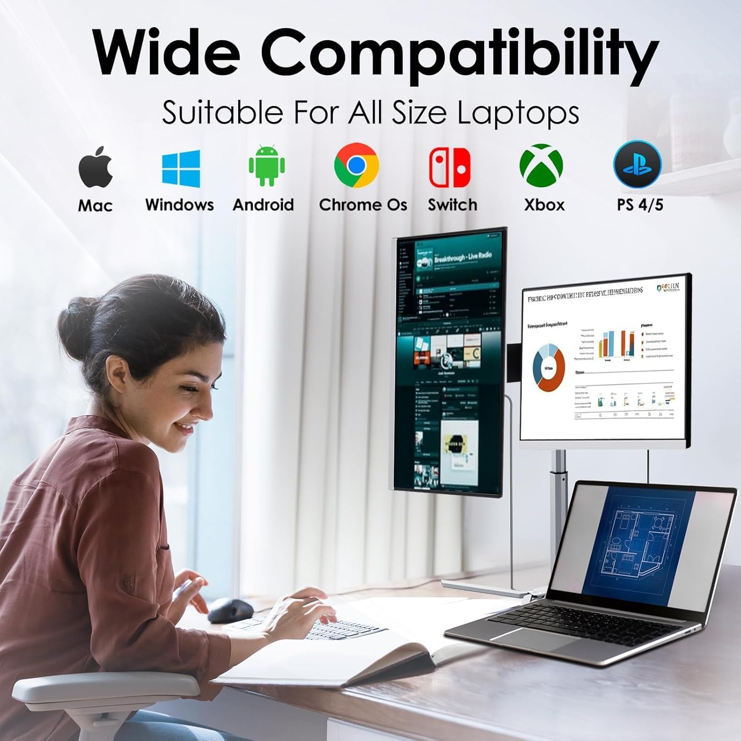 V2com Z2 Triple Screen Extender Price in Kenya | 15.6" Nitrogen Lift Monitor