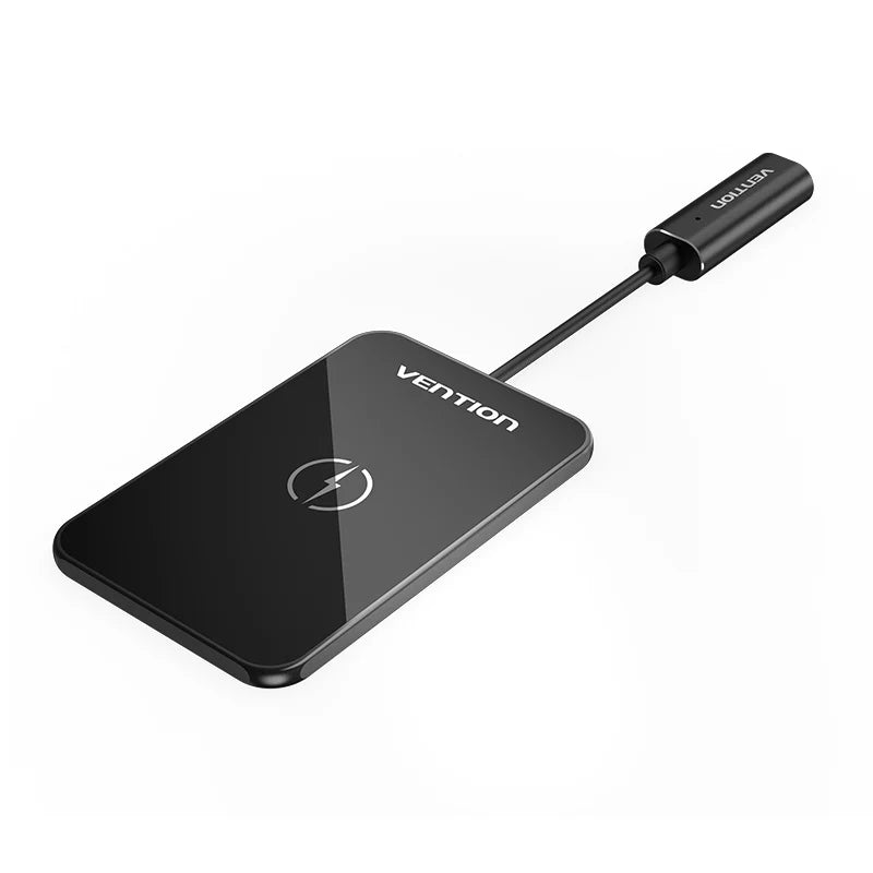 Vention 15W Wireless Charger – Ultra-Thin Fast Charging Pad with Mirrored Surface (Black)