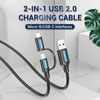 Vention 2-in-1 Magnetic USB Cable 1M – USB-A to Micro-B & USB-C Fast Charging (Gray)
