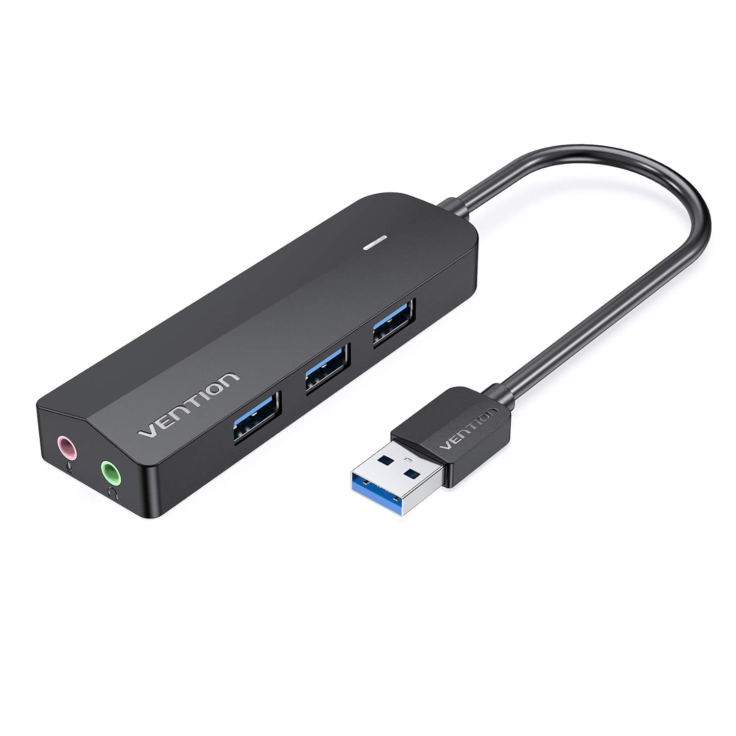 Vention 3-Port USB 3.0 Hub with Sound Card & Power Supply – 0.15M Black