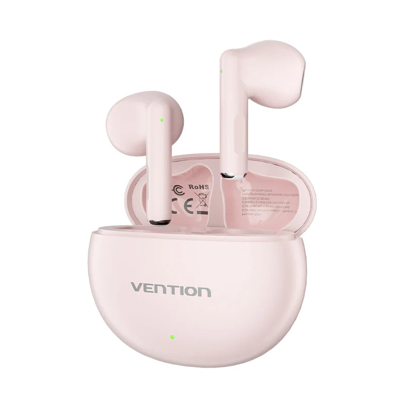 Vention Elf E06 Wireless Earbuds – Bluetooth 5.3 Earphones with Charging Case (Pink)