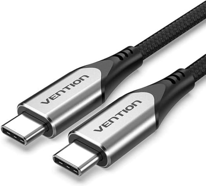 Vention USB-C to USB-C 3.1 Cable 1M – Cotton Braided Fast Charging & Data Transfer (Gray)