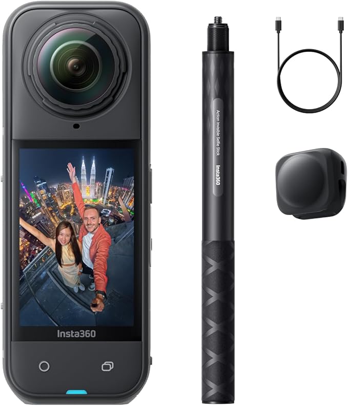Insta360 X5 8K 360 Action Camera: Dual 1/1.28" Sensor, Replaceable Lenses & PureVideo